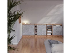 Móvel De Arrumação*Vicco Armário de cozinha para sótão inclinado betão 80x46x81.6 r-line Cinzento claro