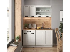 Vicco Armário de cozinha para sótão inclinado casa de campo branca 140x46x81.6 r-line^ Móvel De Arrumação