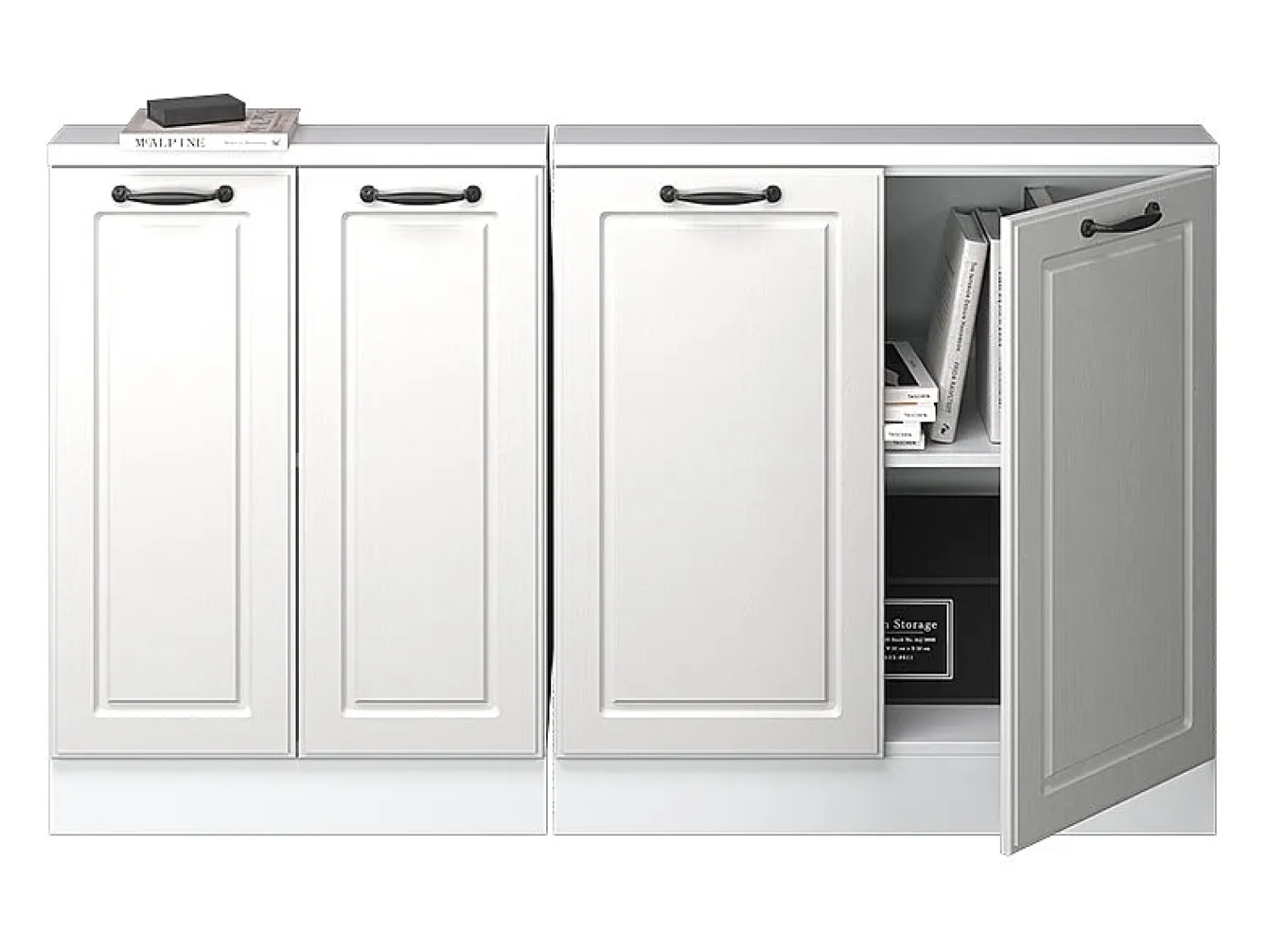 Vicco Armário de cozinha para sótão inclinado casa de campo branca 140x46x81.6 r-line^ Móvel De Arrumação