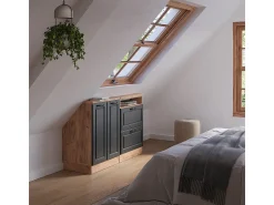 Móvel De Arrumação|Vicco Armário de cozinha para sótão inclinado casa de campo antracite 120x46x81.6 r-line Cinza antracite