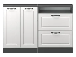 Móvel De Arrumação*Vicco Armário de cozinha para sótão inclinado casa de campo branca 120x46x81.6 r-line Branco sujo