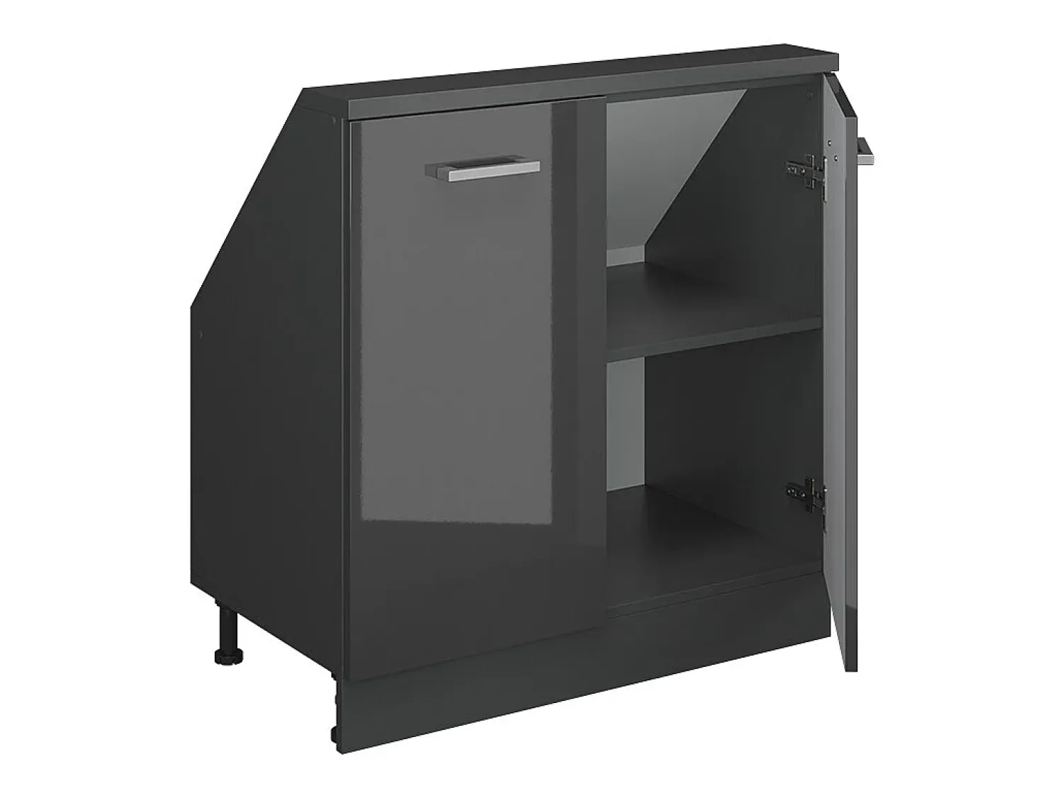 Móvel De Arrumação|Vicco Armário de cozinha para sótão inclinado antracite alto brilho 80x46x81.6 r-line Cinza antracite