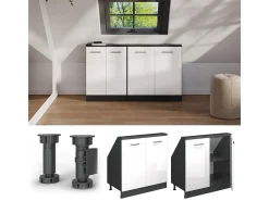 Móvel De Arrumação*Vicco Armário de cozinha para sótão inclinado alto brilho 80x46x81.6 r-line Branco