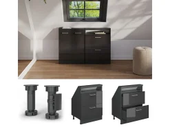 Vicco Armário de cozinha para sótão inclinado antracite alto brilho 60x46x81.6 r-line Cinza antracite