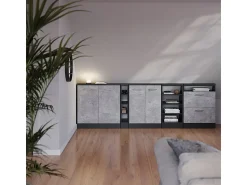 Outlet Vicco Armário de cozinha para sótão inclinado betão 60x46x81.6 r-line Cinzento claro