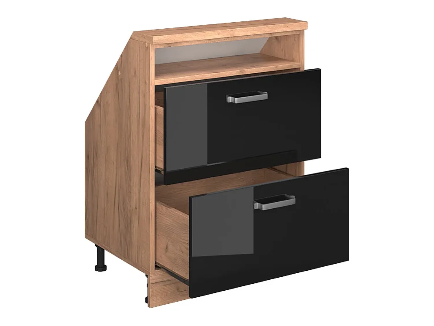 Móvel De Arrumação*Vicco Armário de cozinha para sótão inclinado alto brilho 60x46x81.6 r-line Preto