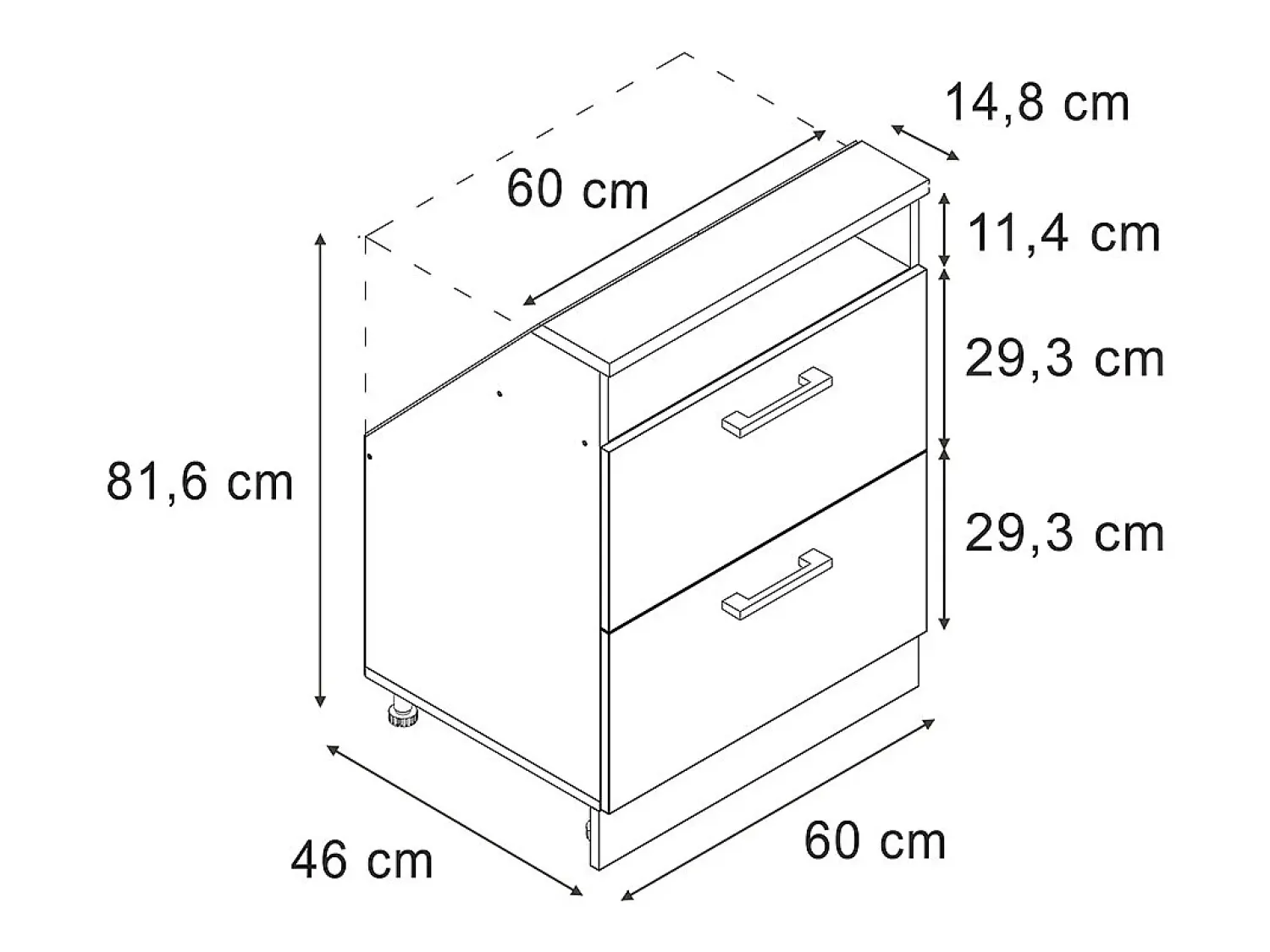 Móvel De Arrumação*Vicco Armário de cozinha para sótão inclinado -cinza 60x46x81.6 r-line Azul