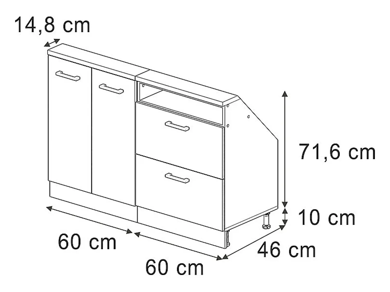 Vicco Armário de cozinha para sótão inclinado antracite alto brilho 120x46x81.6 r-line^ Móvel De Arrumação