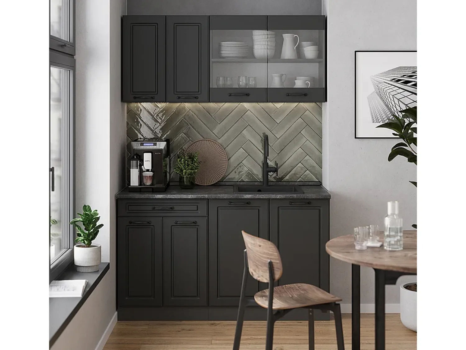 Móvel De Arrumação|Vicco Armário de cozinha para sótão inclinado casa de campo antracite 80x46x81.6 r-line Cinza antracite