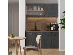 Móvel De Arrumação|Vicco Armário de cozinha para sótão inclinado concreto 140x46x81.6 r-line Preto