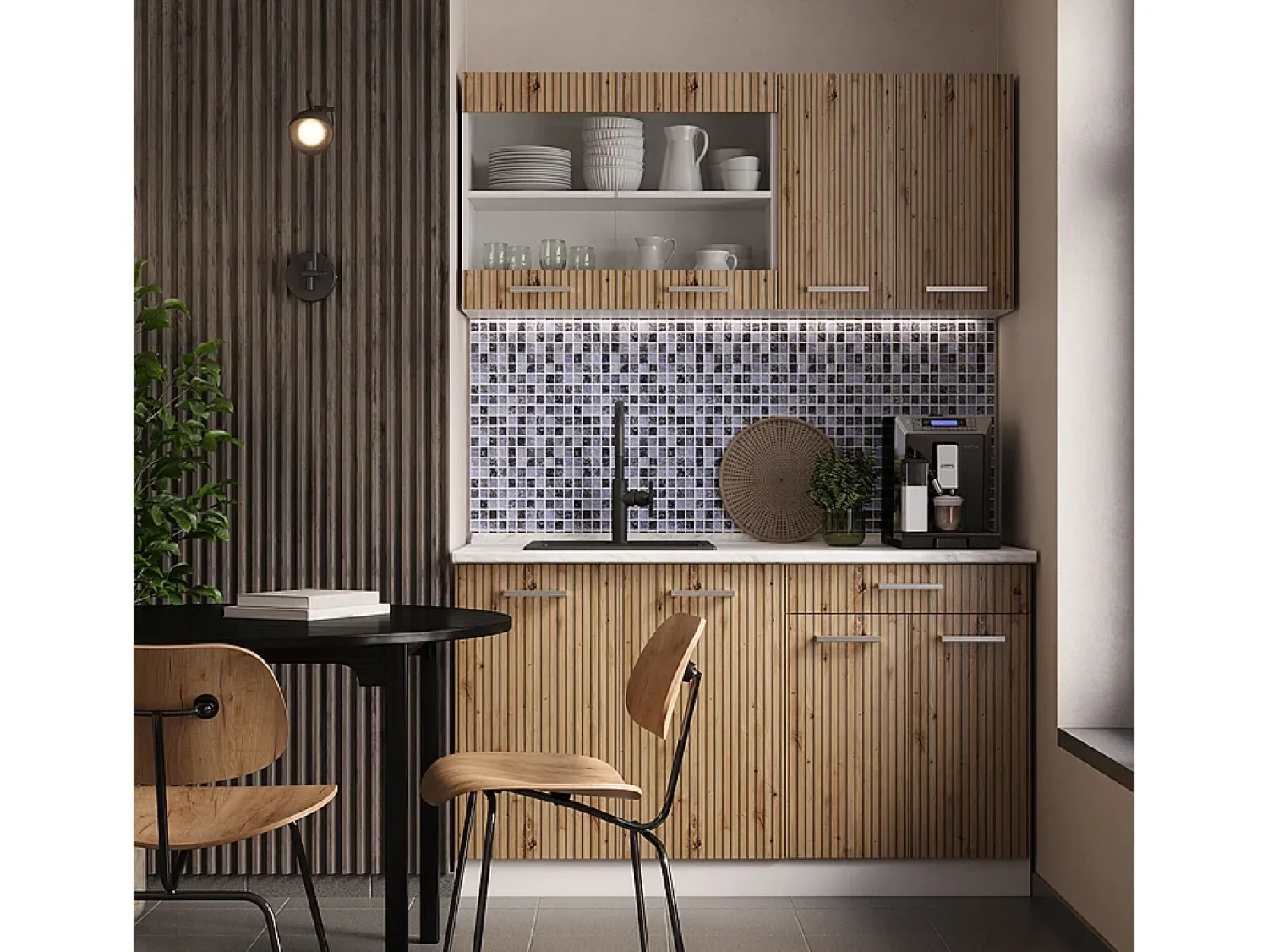 Móvel De Arrumação*Vicco Armário de cozinha para sótão inclinado carvalho artesanal 60x46x81.6 r-line Natural claro