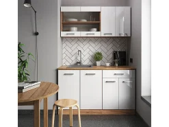 Móvel De Arrumação|Vicco Armário de cozinha para sótão inclinado alto brilho 140x46x81.6 r-line Branco