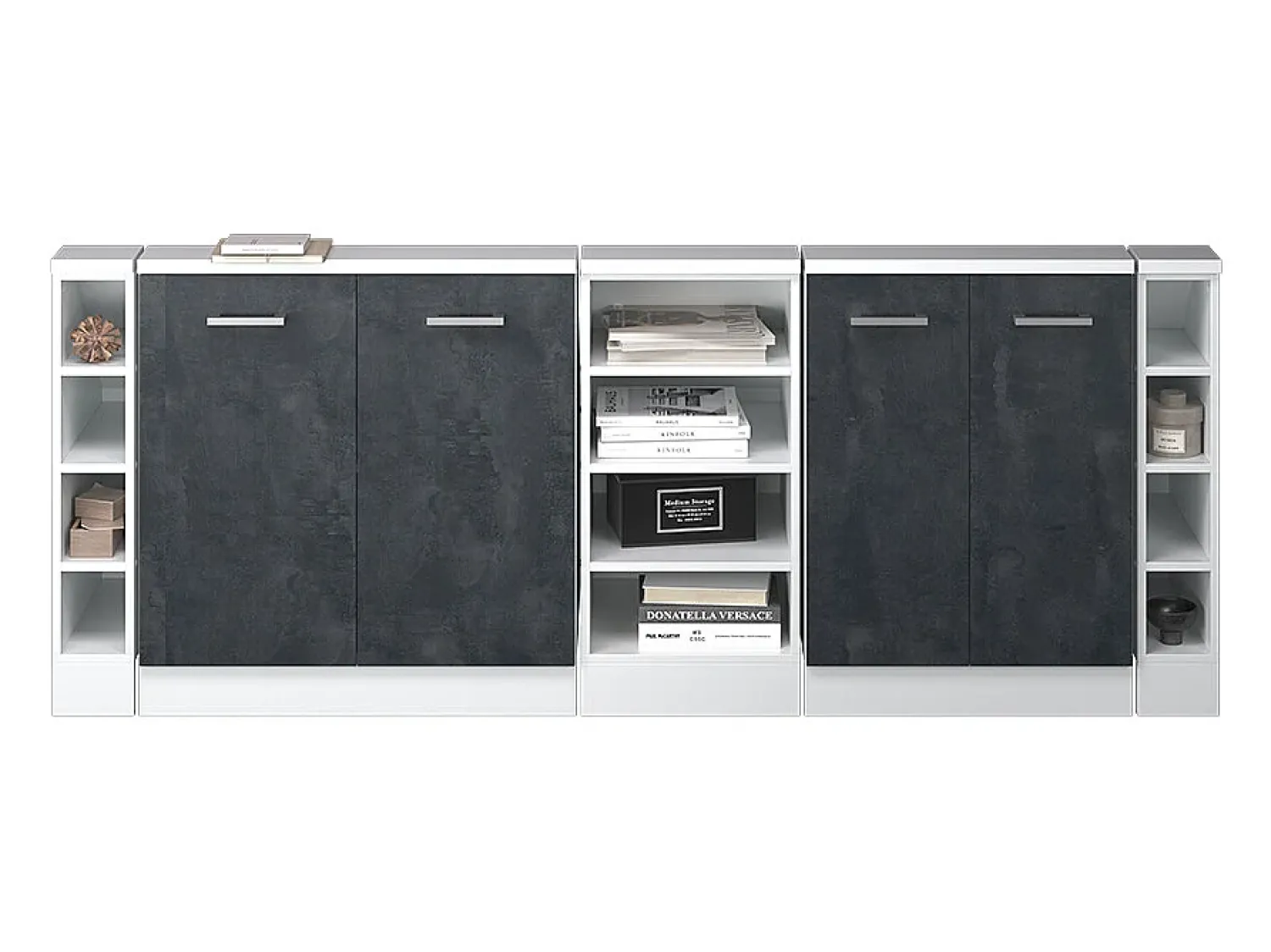 Best Vicco Armário de cozinha para sótão inclinado concreto 210x46x81.6 r-line Preto