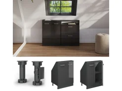 Discount Vicco Armário de cozinha para sótão inclinado antracite alto brilho 60x46x81.6 r-line Cinza antracite