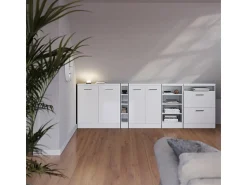 Móvel De Arrumação|Vicco Armário de cozinha para sótão inclinado alto brilho 80x46x81.6 r-line Branco