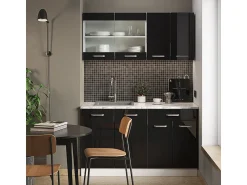 Best Vicco Armário de cozinha para sótão inclinado alto brilho 60x46x81.6 r-line Preto