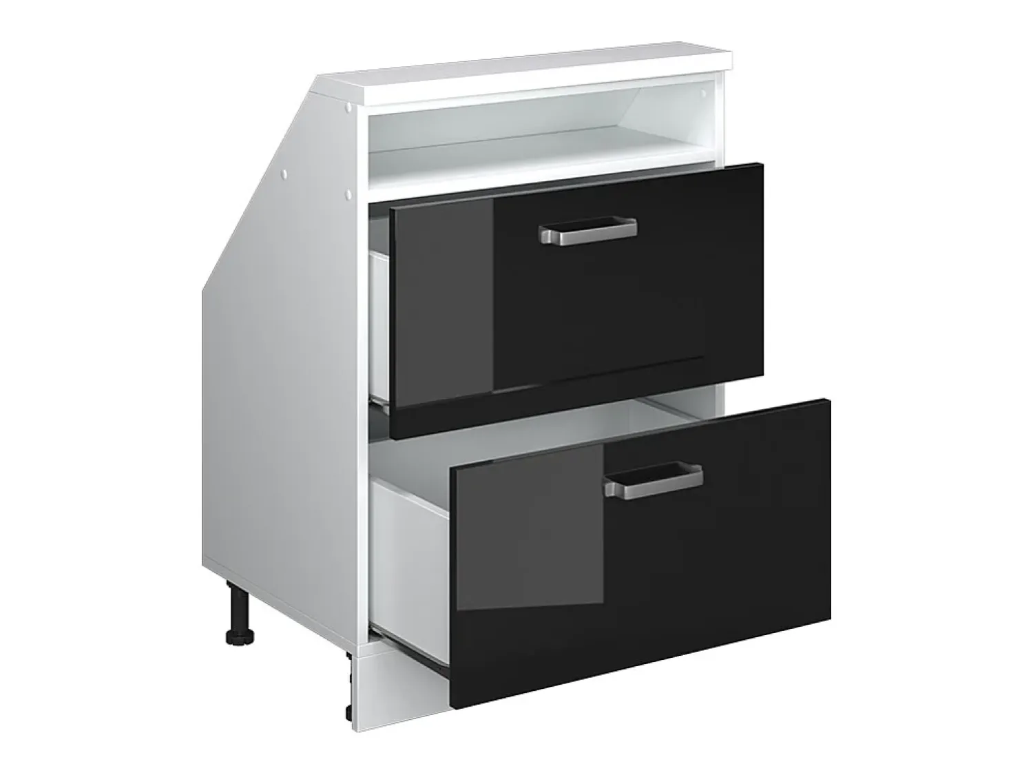Best Vicco Armário de cozinha para sótão inclinado alto brilho 60x46x81.6 r-line Preto
