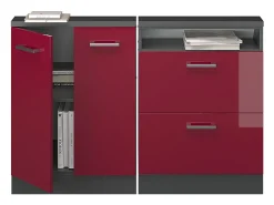 Móvel De Arrumação|Vicco Armário de cozinha para sótão inclinado alto brilho 120x46x81.6 r-line Vermelho