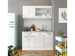 Móvel De Arrumação*Vicco Armário de cozinha para sótão inclinado alto brilho 140x46x81.6 r-line Branco
