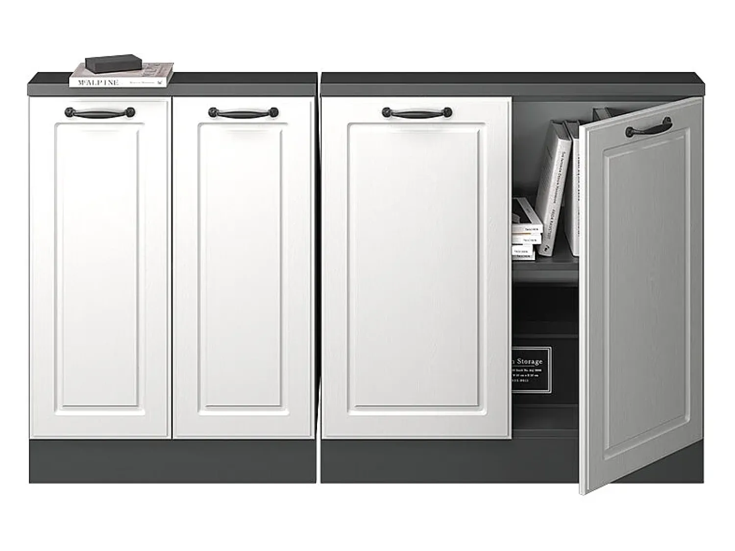Móvel De Arrumação|Vicco Armário de cozinha para sótão inclinado casa de campo branca 140x46x81.6 r-line Branco sujo