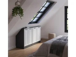 Móvel De Arrumação|Vicco Armário de cozinha para sótão inclinado casa de campo branca 140x46x81.6 r-line Branco sujo