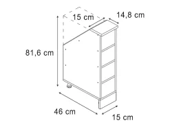 Hot Vicco Armário de cozinha para sótão inclinado antracite 15x46x81.6 r-line Cinza antracite