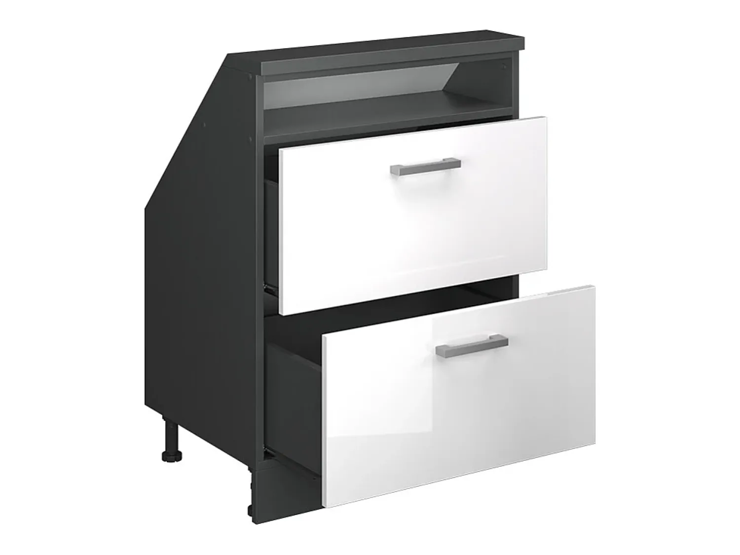 Clearance Vicco Armário de cozinha para sótão inclinado alto brilho 60x46x81.6 r-line Branco