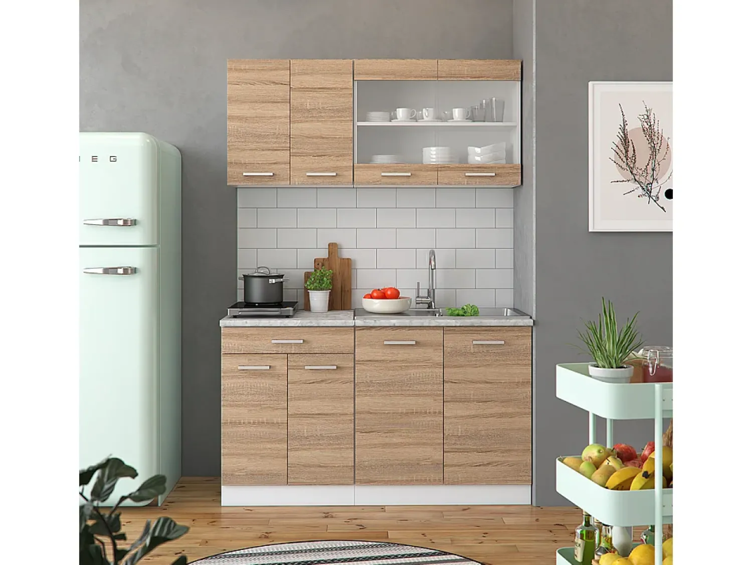 Sale Vicco Armário de cozinha para sótão inclinado sonoma 60x46x81.6 r-line Natural claro