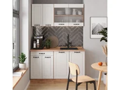 Discount Vicco Armário de cozinha para sótão inclinado casa de campo branca 120x46x81.6 r-line Branco sujo