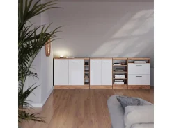 Vicco Armário de cozinha para sótão inclinado alto brilho 60x46x81.6 r-line^ Móvel De Arrumação
