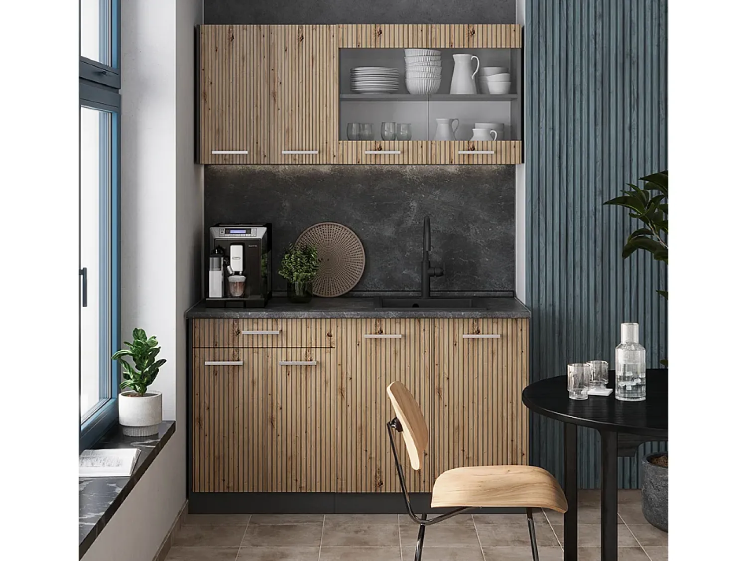 Vicco Armário de cozinha para sótão inclinado carvalho artesanal 80x46x81.6 r-line^ Móvel De Arrumação