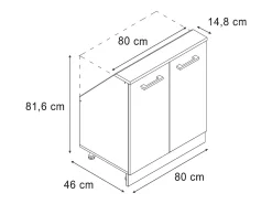 Vicco Armário de cozinha para sótão inclinado carvalho artesanal 80x46x81.6 r-line^ Móvel De Arrumação