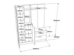 Sale Dmora Armário de entrada Dmasiell, Entrada do cabide, Composição do átrio, Consola de armazenamento multifunções, 140x37h182 cm, Branco