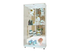 Vitrina| Armário de exposição LED em vidro 4 prateleiras, 80,49 x 36,49 x 163,9 cm, prateleira em vidro com 2 portas, armário de exposição independente, Branco