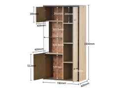 Online Armário de exposição LED 150x78x40cm - com grande espaço de arrumação porta de vidro - mobiliário de apresentação - madeira natural Natural claro