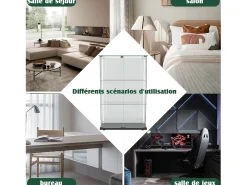 Clearance Armário de exposição para sala de estar com 4 prateleiras e portas duplas – Móveis elegantes para sala de estar Preto