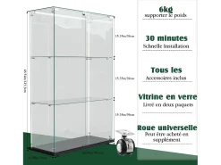 Clearance Armário de exposição para sala de estar com 4 prateleiras e portas duplas – Móveis elegantes para sala de estar Preto
