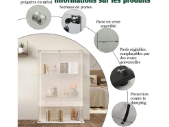New Armário de exposição para sala de estar com 4 prateleiras e portas duplas – Móveis elegantes para sala de estar Branco