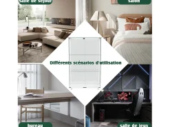 New Armário de exposição para sala de estar com 4 prateleiras e portas duplas – Móveis elegantes para sala de estar Branco