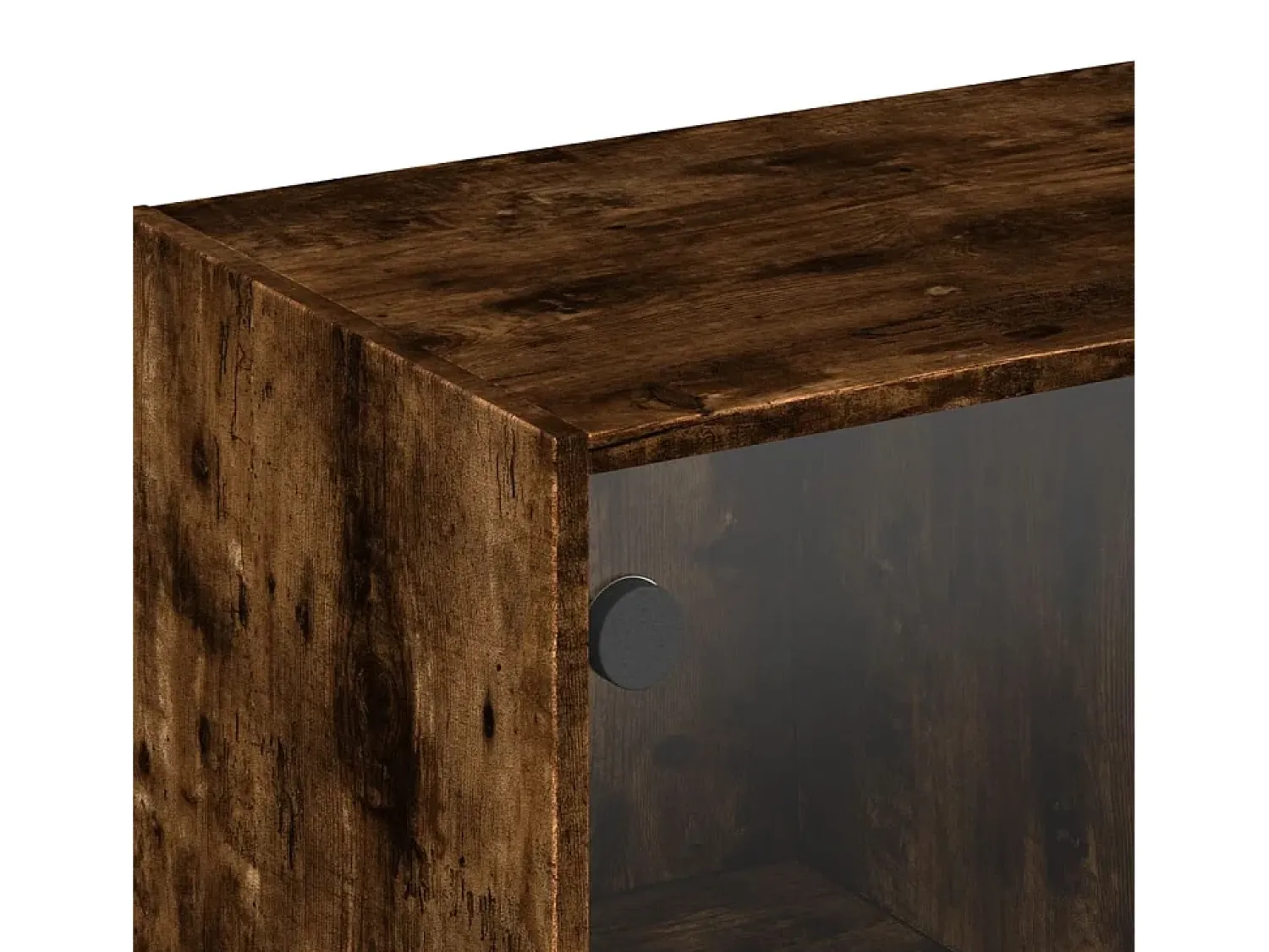Prateleira*vidaxl Armário de parede c/ portas vidro 102x37x35 cm carvalho fumado Castanho