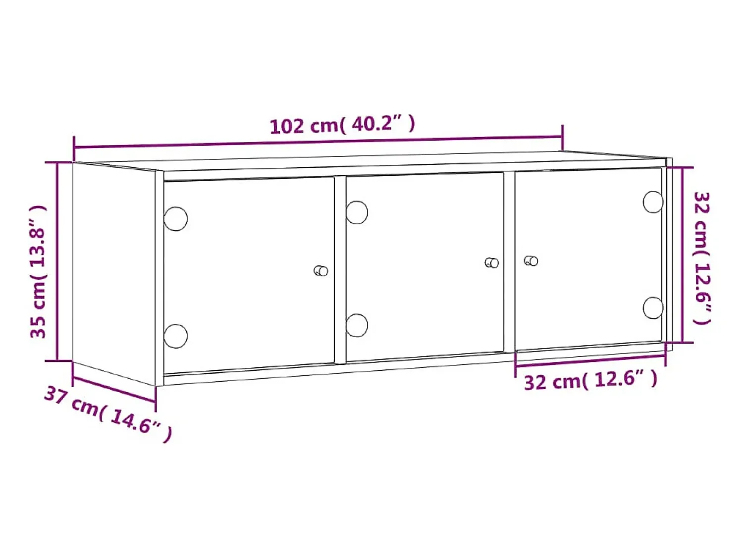 Prateleira*vidaxl Armário de parede c/ portas vidro 102x37x35 cm carvalho fumado Castanho