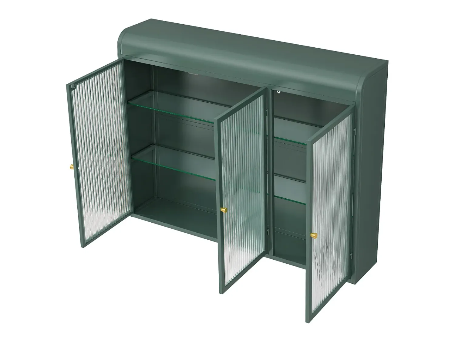 Prateleira| Armário de parede moderno com portas de vidro - para cozinha e banheiro - 90 × 20 × 70 cm, branco Verde