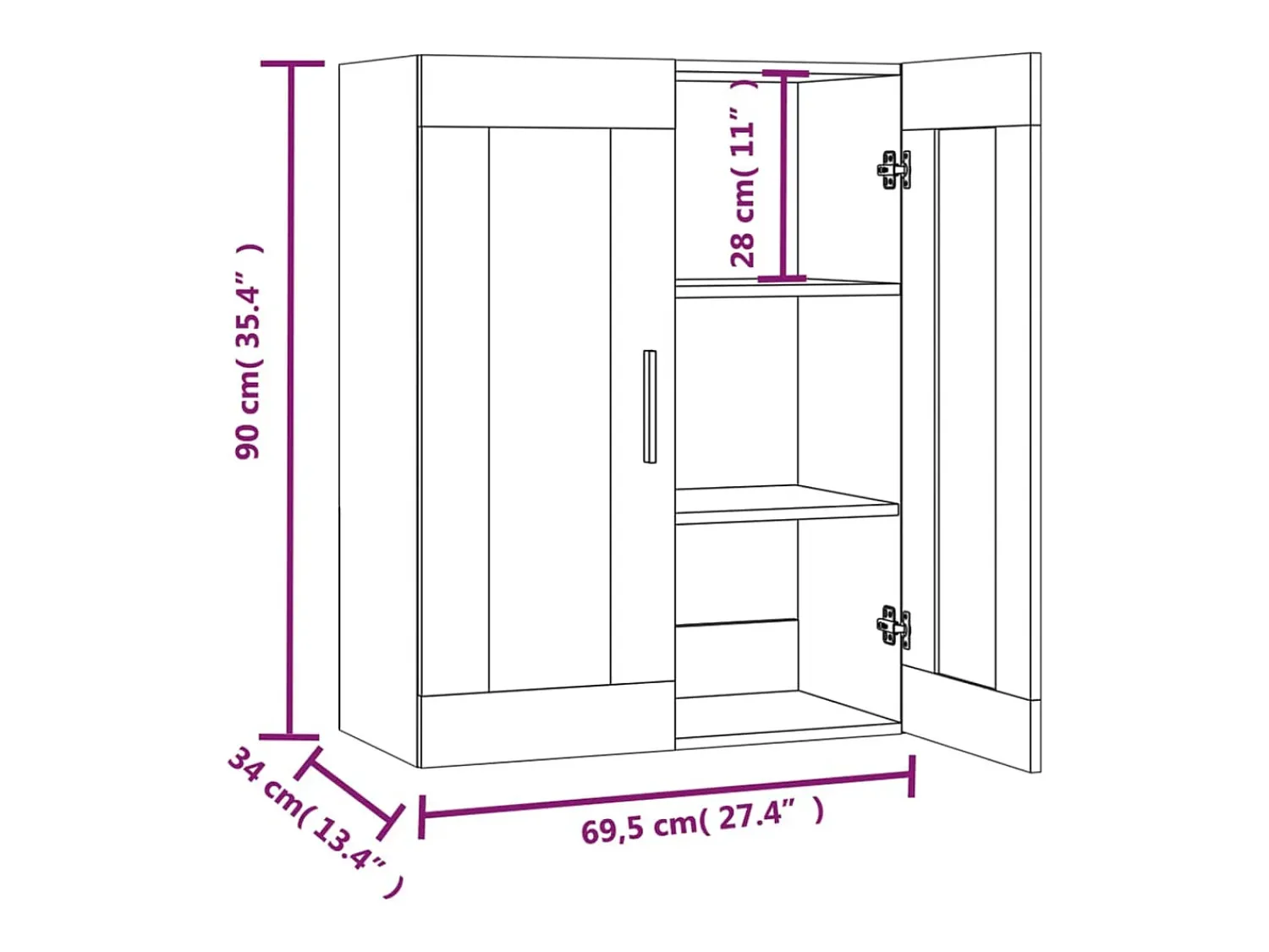 Outlet vidaxl Armário de parede suspenso 69,5x34x90 cm cimento Cinzento