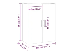 vidaxl Armário de parede 69,5x34x90 cm^ Prateleira
