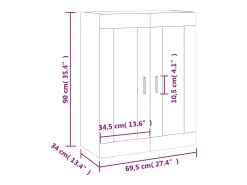 Outlet vidaxl Armário de parede 69,5x34x90 cm Branco