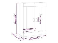 Clearance vidaxl Armário de parede 69,5x34x90 cm carvalho sonoma Castanho