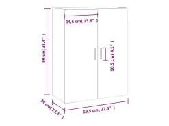 vidaxl Armário de parede 69,5x34x90 cm carvalho castanho^ Prateleira