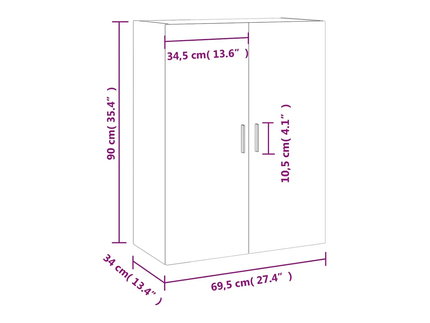 vidaxl Armário de parede 69,5x34x90 cm carvalho castanho^ Prateleira