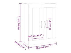 Online vidaxl Armário de parede 69,5x34x90 cm sonoma Cinzento