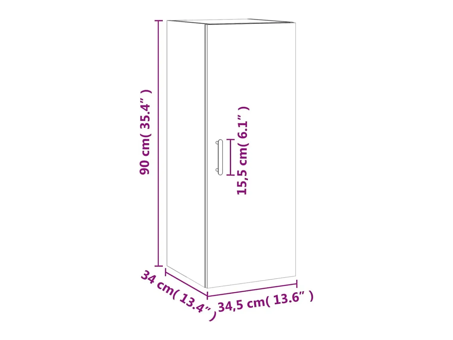 Best vidaxl Armário de parede 34,5x34x90 cm sonoma Cinzento